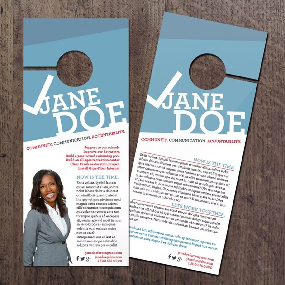 Die-cut campaign door hangers, 4.25x11, full colour both sides
