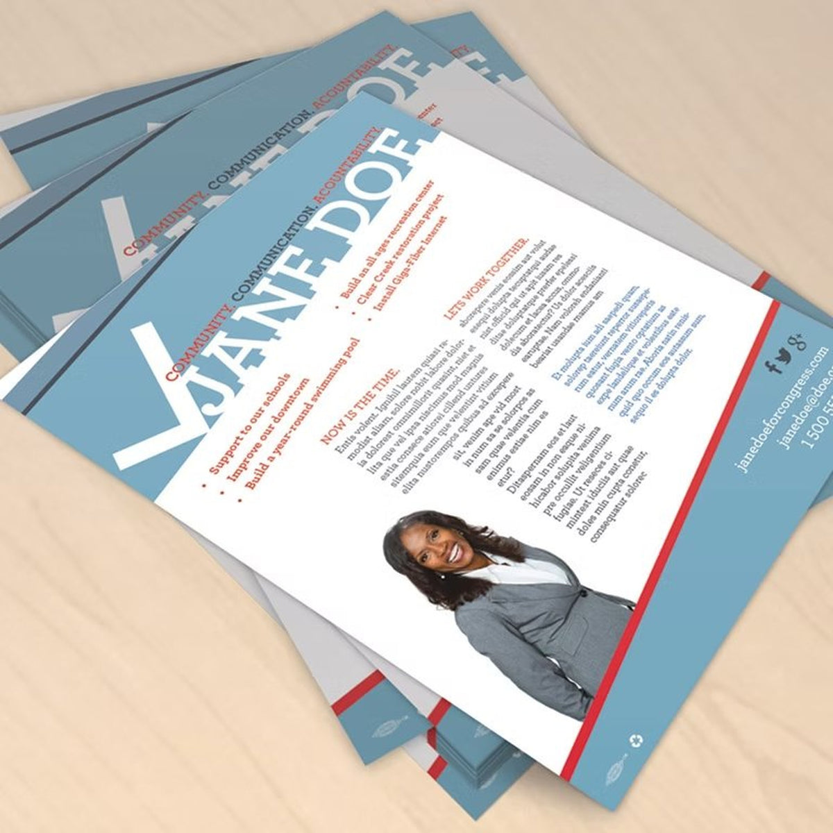 Campaign flyers, full colour, stacked