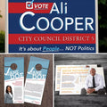 GOTV package: door hangers, mailable postcards and window and rally signs