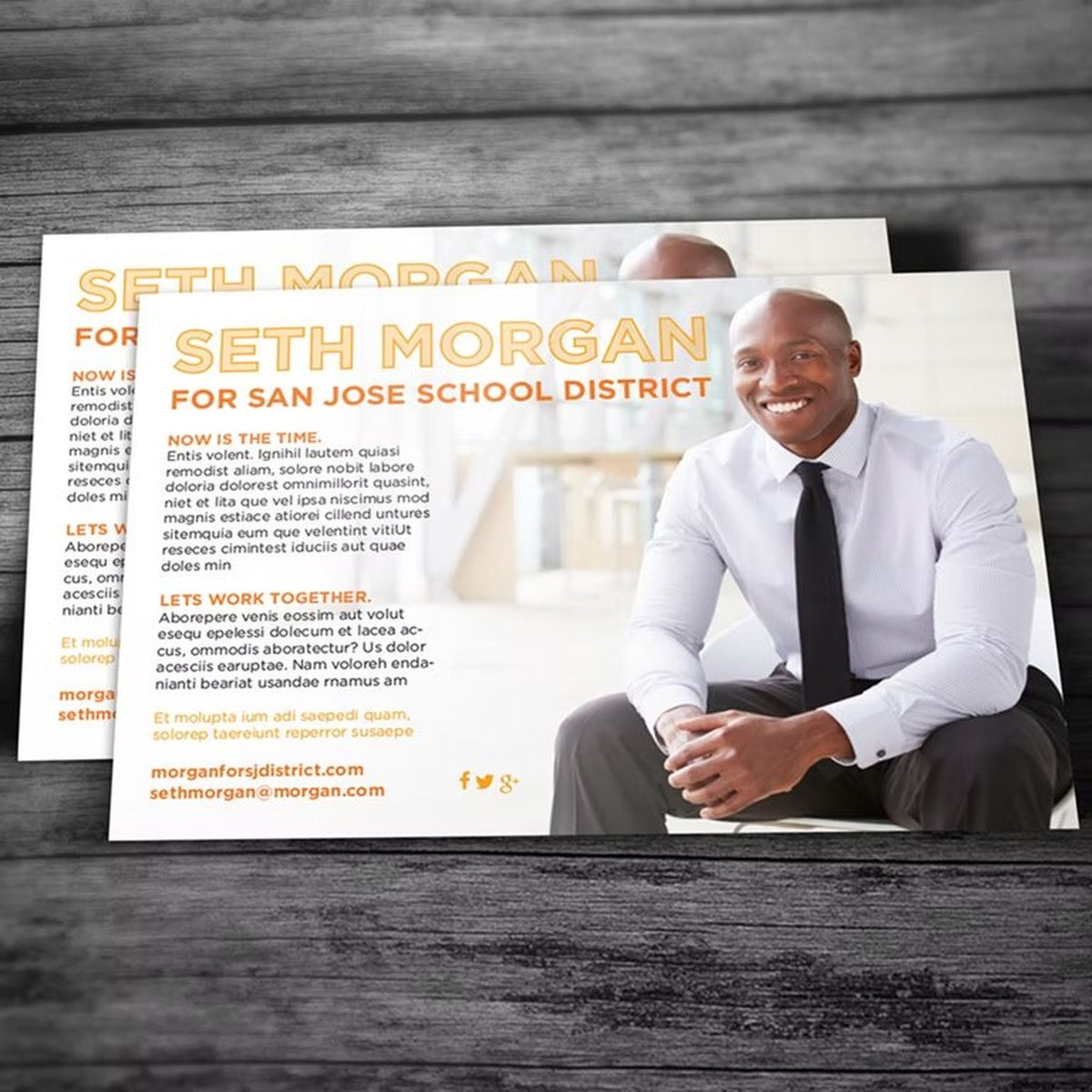 Campaign postcard, 6x11, full colour both sides