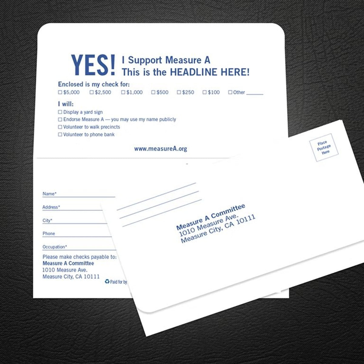 Remittance reply envelope with printed donation form